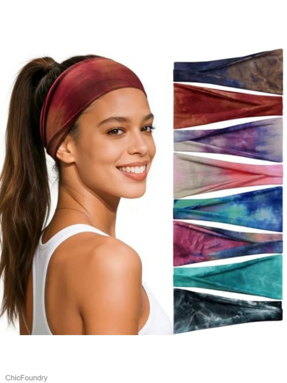 8-Pack Non-Slip Wide Headbands for Women Moisture Wicking Sports